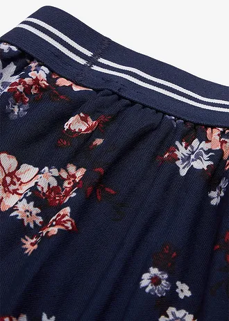 Midi rok met van mesh met een elastische comfortband • donkerblauw gebloemd • bonprix online shop
