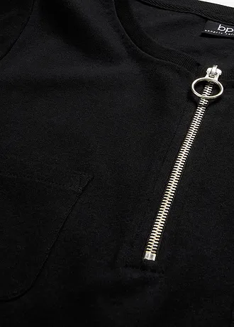 Šaty z těžké bavlny s kapsami, pod kolena • černá • bonprix obchod