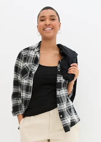 Dlouhý top z organické bavlny, se špagetovými ramínky (2 ks v balení) • černá • bonprix obchod