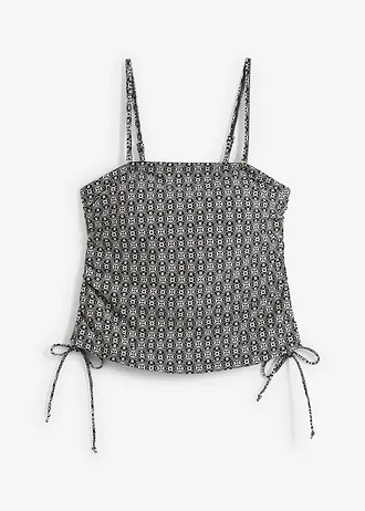 Bandeau tankinitop met gerecycled polyamide • beige-zwart gedessineerd • bonprix online shop