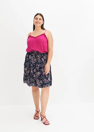 Minisukně ze splývavé viskózy, barva: tmavě modrá s květy