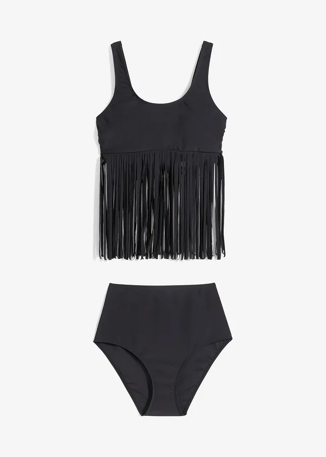 Costum de baie tankini cu franjuri (set/2 piese)