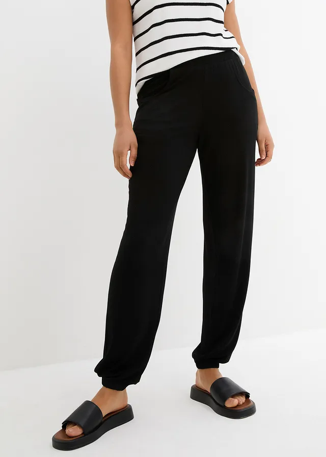 Lichte jersey broek met comfortband • zwart • bonprix online shop