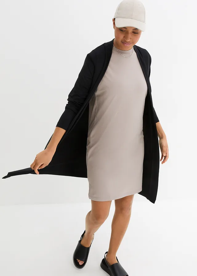 Lang shirtvest van zachte viscose, Kleur: zwart