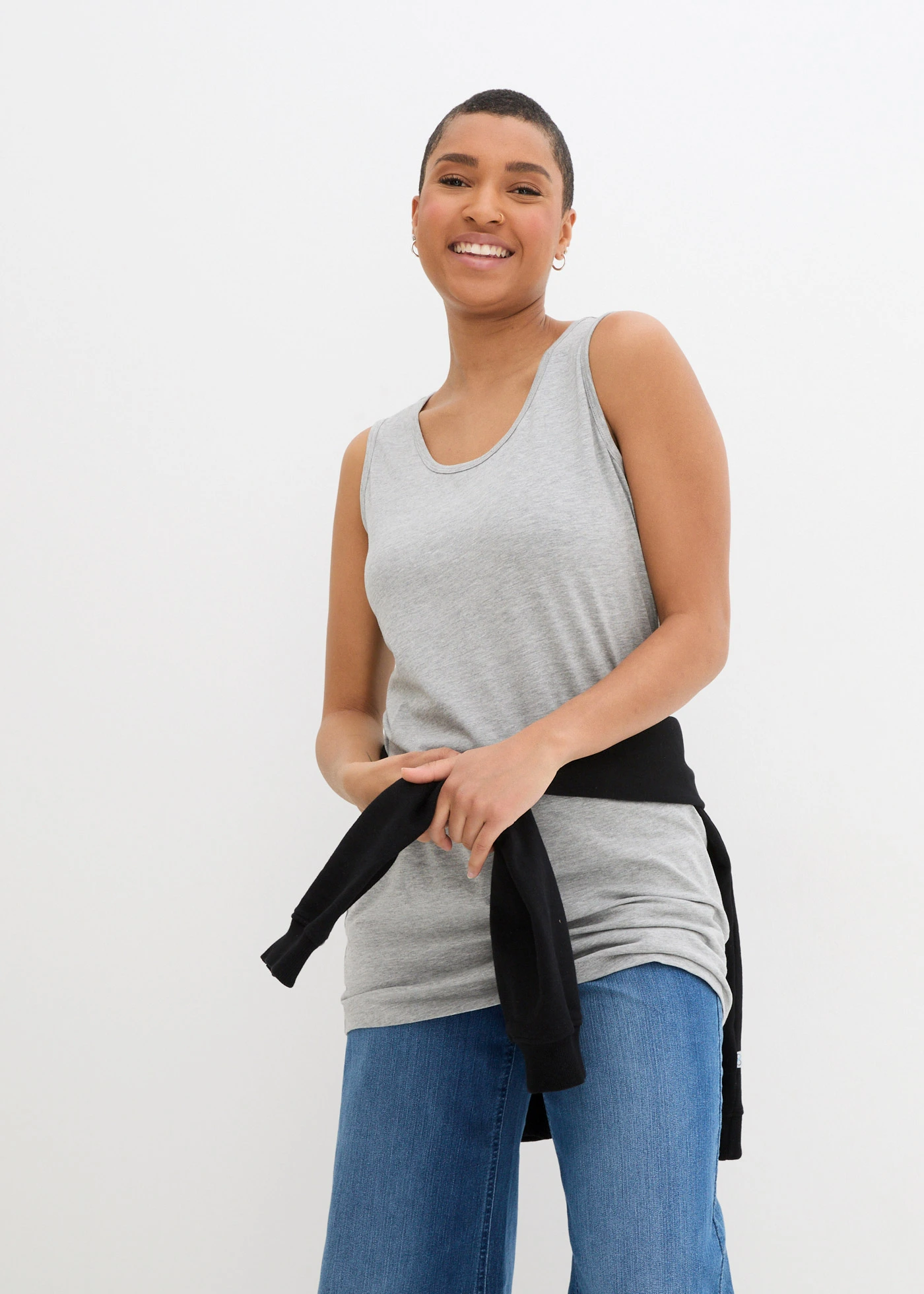 Longtop (set van 2) • zwart+lichtgrijs gemêleerd • bonprix online shop