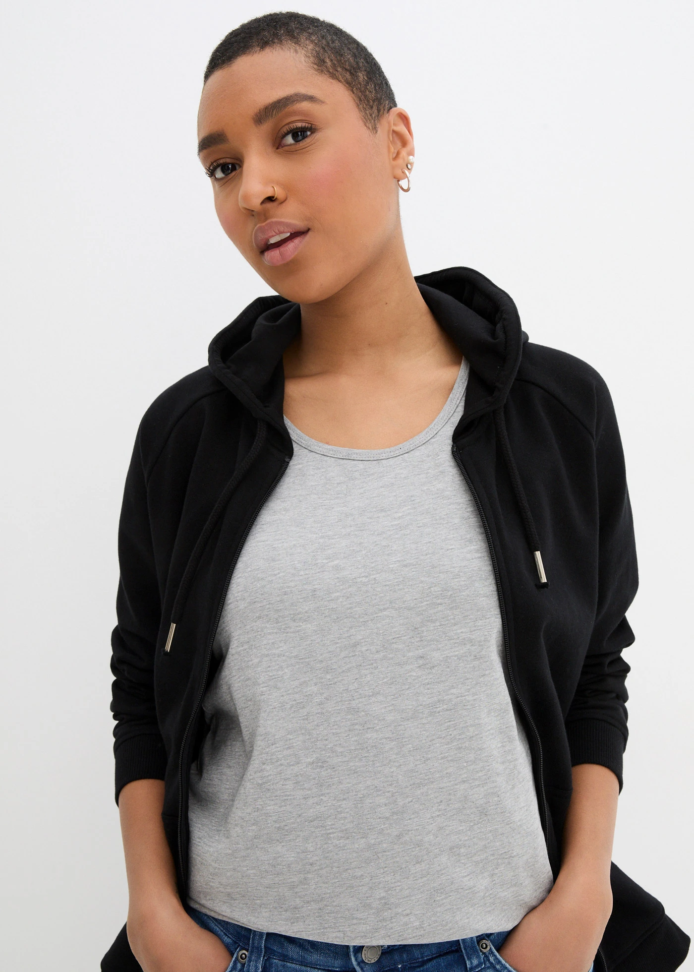 Longtop (set van 2) • zwart+lichtgrijs gemêleerd • bonprix online shop