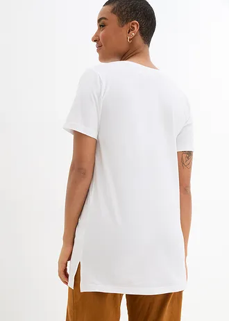 Basic longshirt met V-hals (set van 2), Kleur: zwart+wit