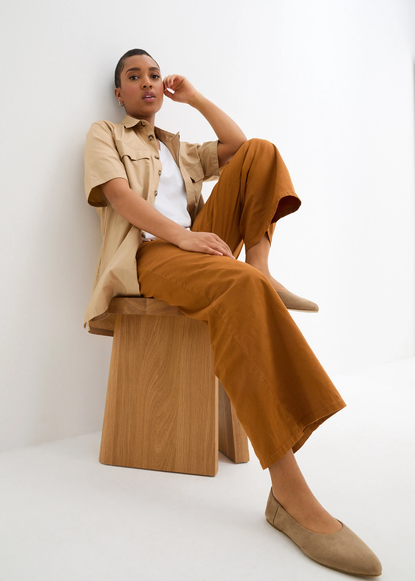 Basic longshirt met V-hals (set van 2) • zwart+wit • bonprix online shop