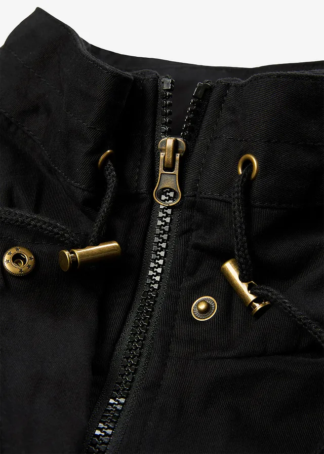 Korte katoenen parka met opstaande kraag, getailleerd • zwart • product-page.page-title-suffix