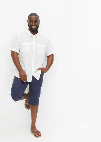 Chemise manches courtes 100% coton, Couleur: blanc