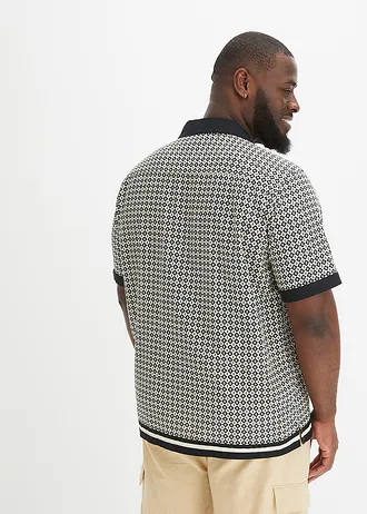 Linnen overhemd met korte mouwen, Kleur: kiezelgrijs-zwart