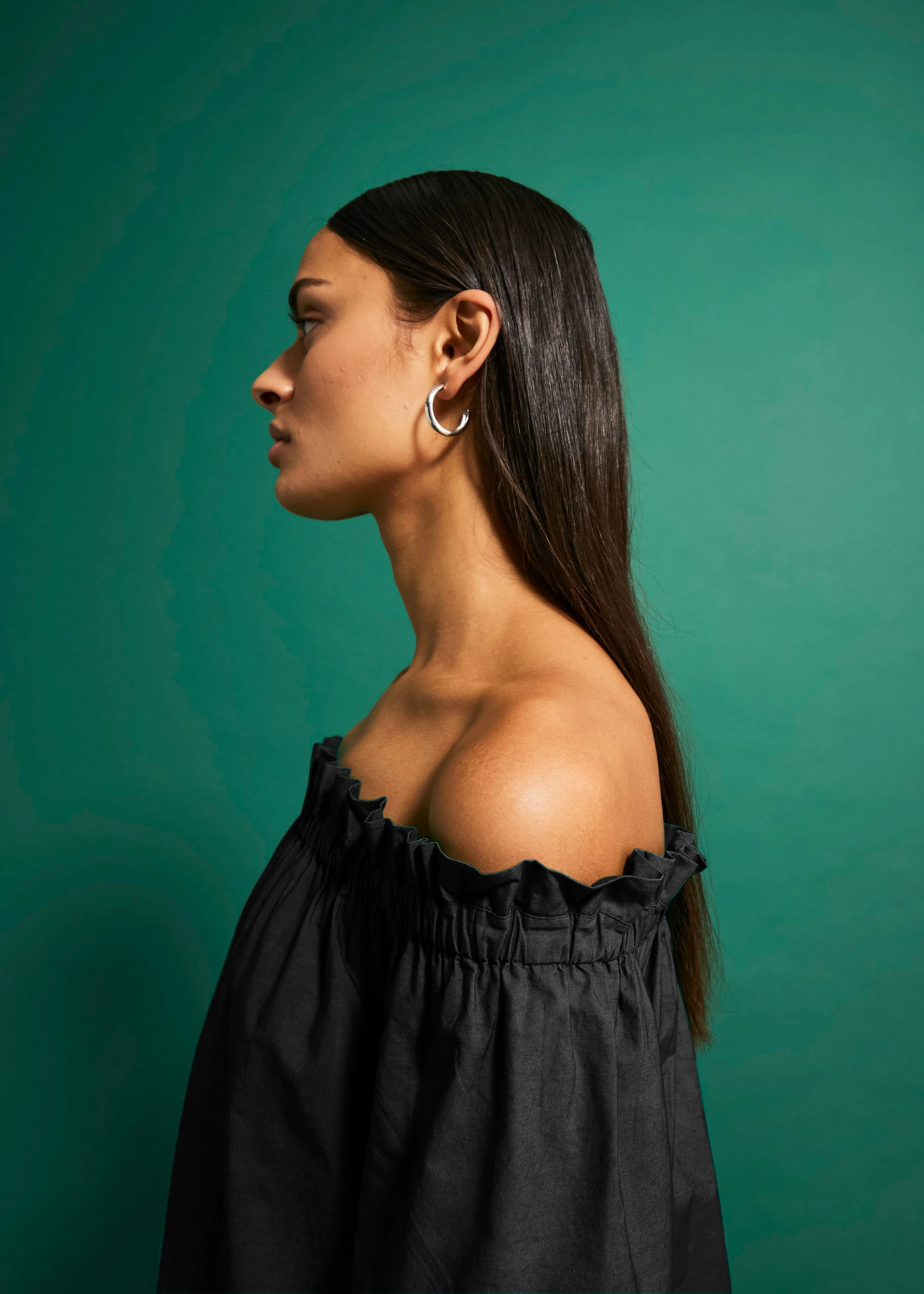 Off shoulder jurk van puur katoen met broderie anglaise • zwart • bonprix online shop