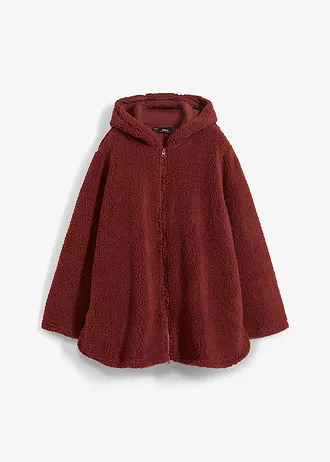 Jachetă din teddy-fleece cu croială A, cu șlițuri laterale • maro-migdală • magazin bonprix