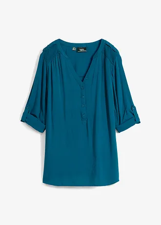 Tuniek in zacht viscose, Kleur: blauwpetrol