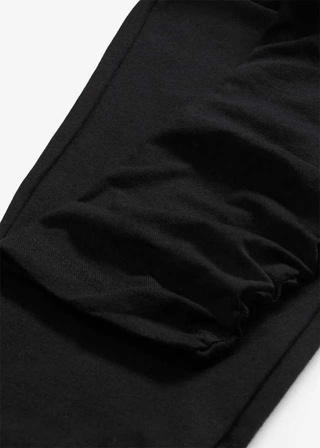 Legginsy z mieszanki bawełny z marszczeniem • czarny • sklep bonprix