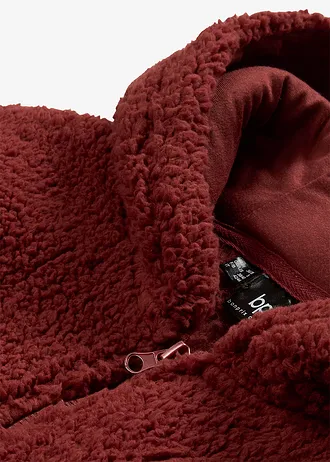 Bluza rozpinana z polaru baranka,  rozszerzana ku dołowi, z rozcięciami po bokach • brązowy migdałowy • sklep bonprix