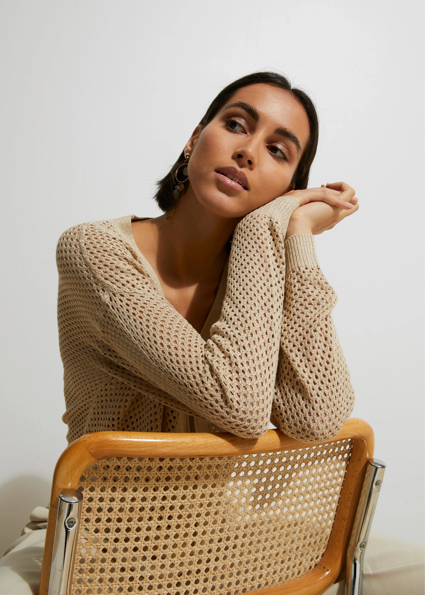 Gilet en maille • sable clair-doré métallisé • Boutique bonprix