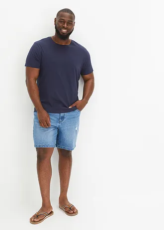 T-shirt (set van 5), Kleur: geel+kobaltturkoois+grijs gemêleerd+donkerblauw