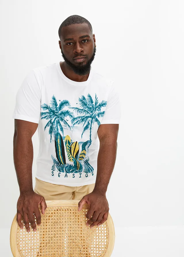T-shirt 100% coton, Couleur: blanc imprimé