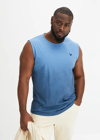 Tanktop van biologisch katoen, Kleur: donkerblauw-kristalblauw