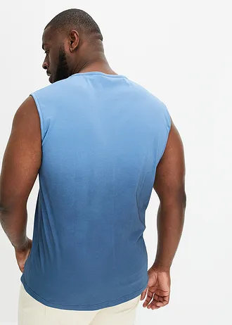 Débardeur 100% coton, Couleur: bleu foncé-bleu cristal