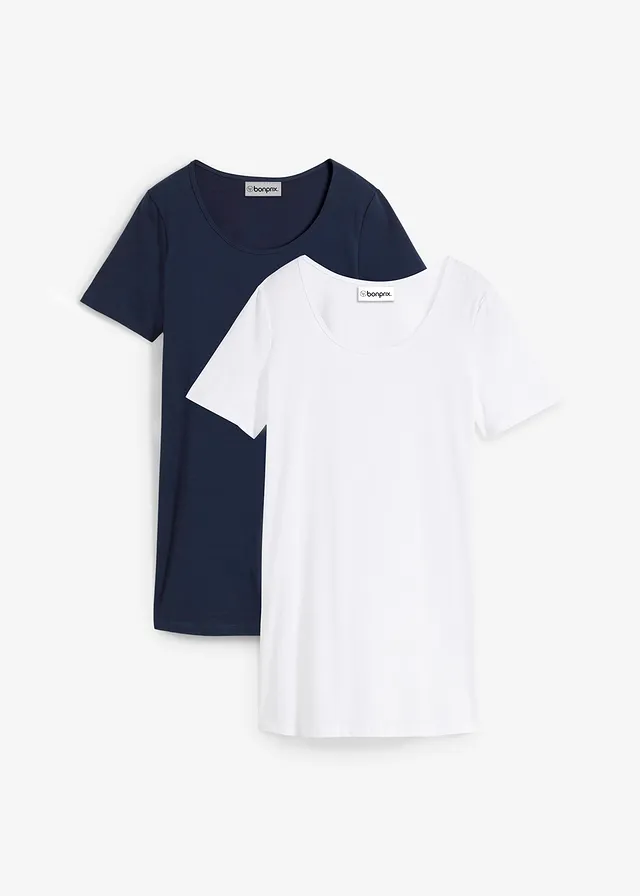 Lang basic T-shirt (set van 2)