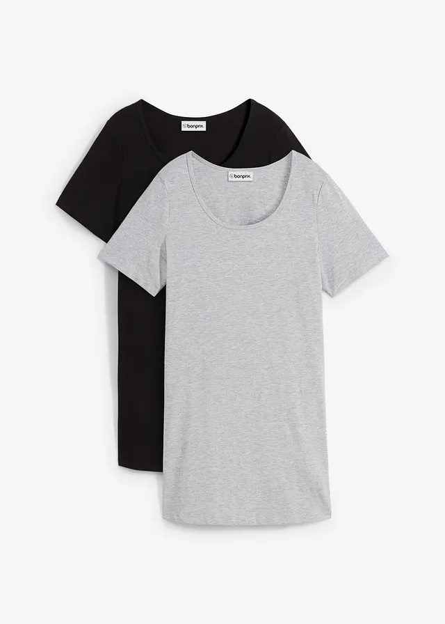 Lang basic T-shirt (set van 2)
