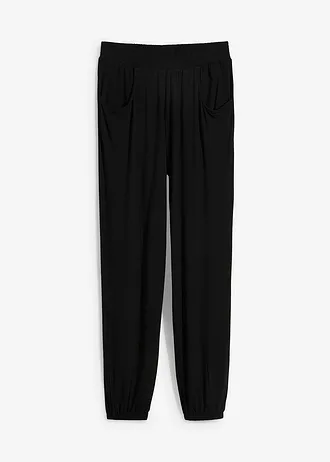 Žerzejové kalhoty s pohodlnou pasovkou, barva: černá