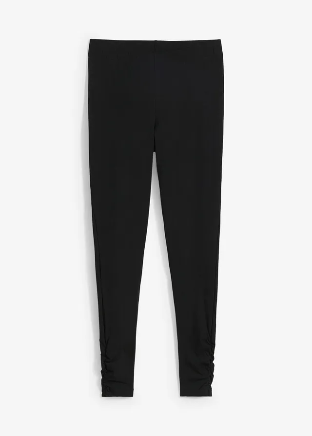 Katoenen legging met plooidetails • zwart • bonprix online shop