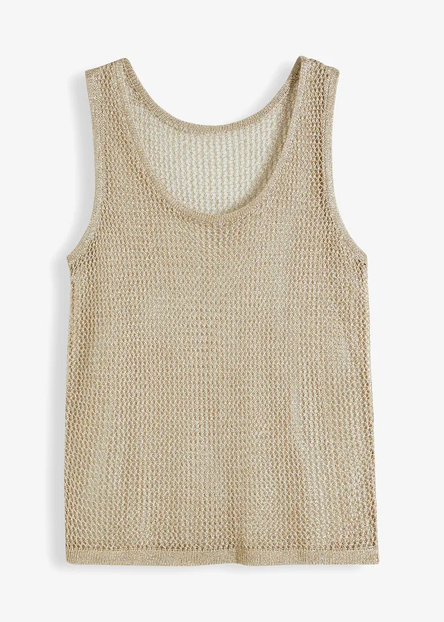 Gebreide top in een zachte viscosemix, Kleur: goudkleur