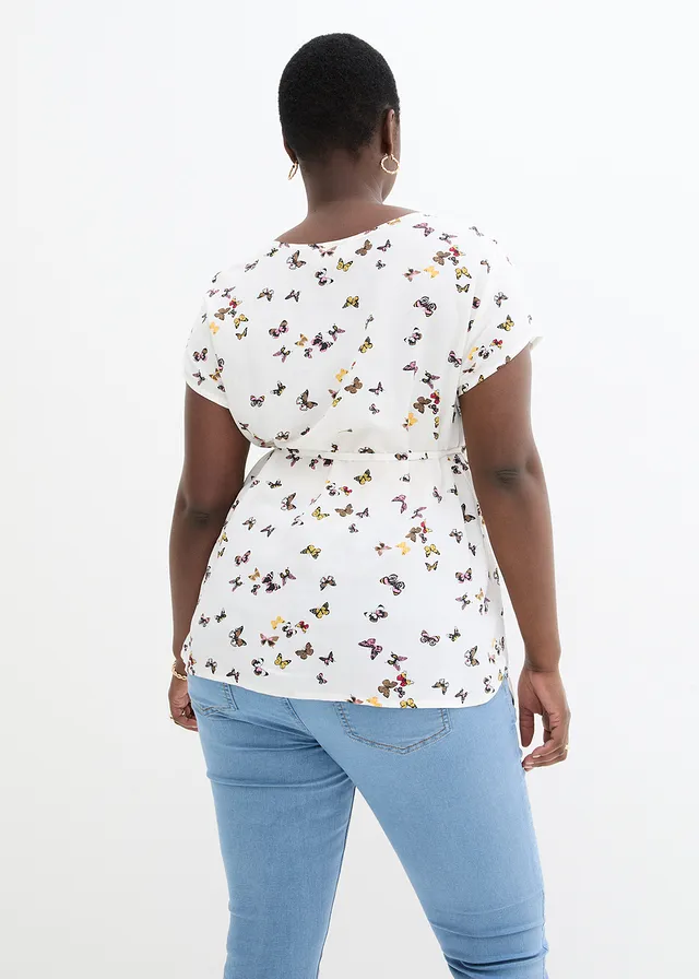 Zwangerschapsblouse met ceintuur, Kleur: wolwit