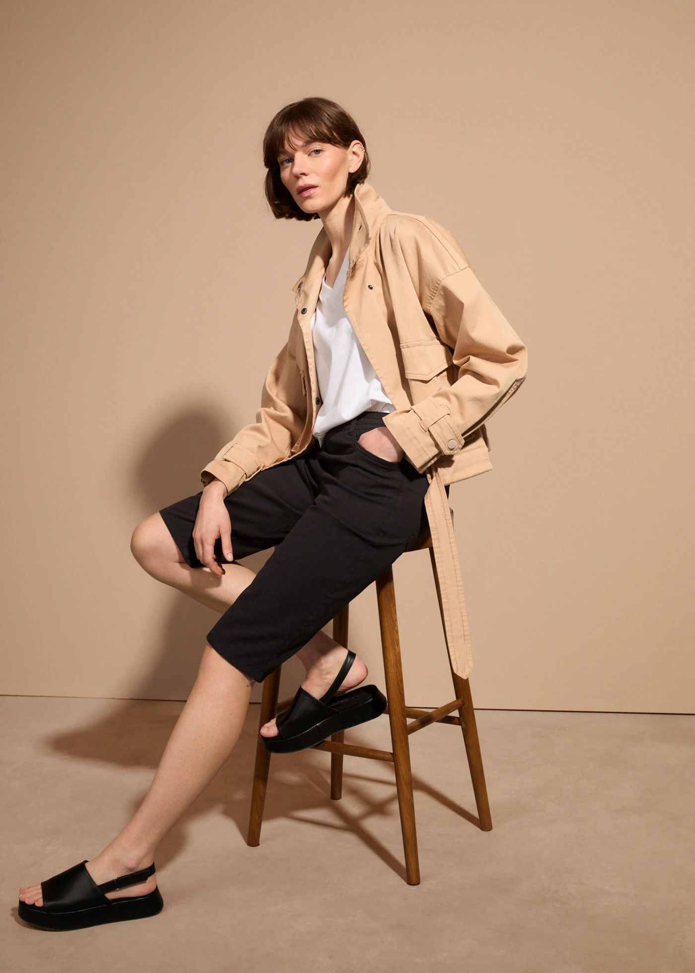 Lot de 2 bermudas extensibles • noir / denim bleu clair • Boutique bonprix