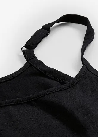 Lange spaghetti top met biologisch katoen (set van 2), Kleur: zwart