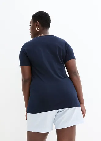 2-in-1 zwangerschapsshirt / voedingsshirt (set van 2), Kleur: donkerblauw+mentholblauw