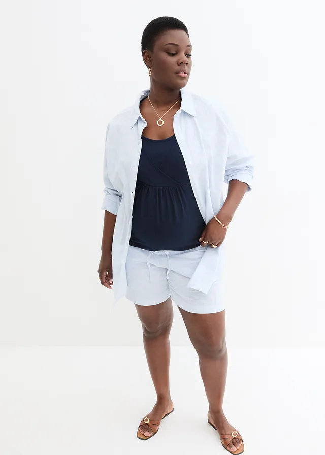 Lot de 2 T-shirts de grossesse et d’allaitement, Couleur: bleu foncé + bleu menthol