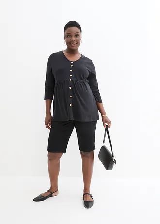 2-in-1 zwangerschaps- en borstvoedingstop van biologisch katoen • zwart plus size • bonprix online shop