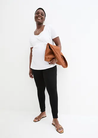 Těhotenské legíny z měkké organické bavlny, barva: černá