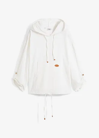 Blouse met capuchon van linnenmix • wit • bonprix online shop