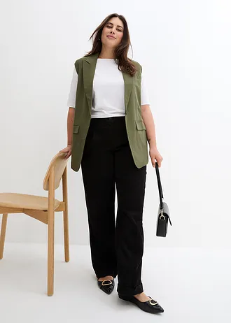 Pantalon large à pinces, Couleur: noir