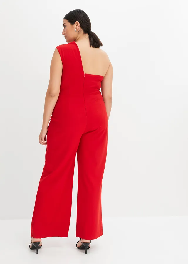 Combinaison en crêpe texturé, Couleur: rouge