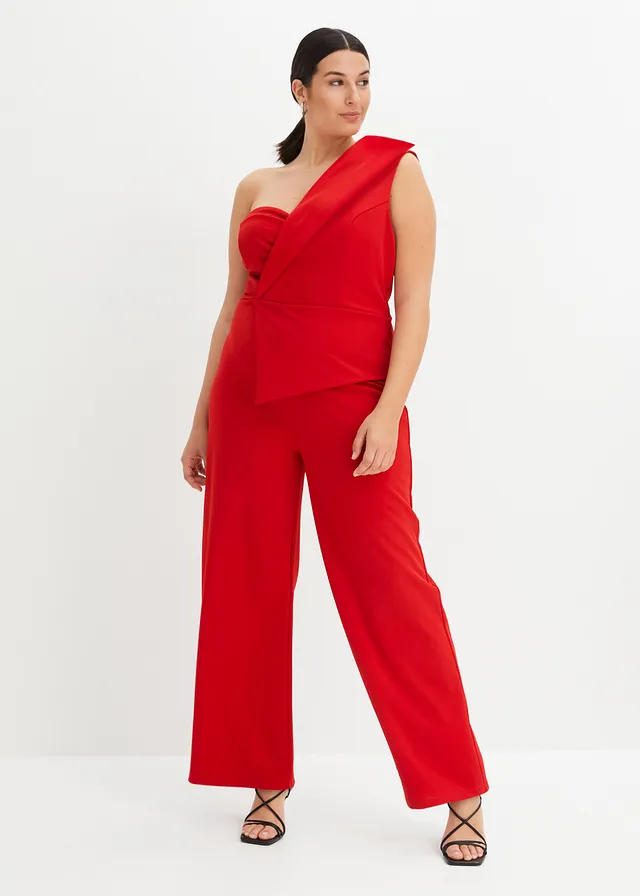 Combinaison en crêpe texturé, Couleur: rouge