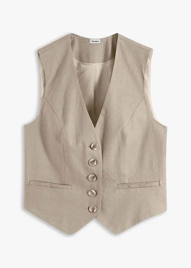 Gilet sans manches en viscose mélangée, Couleur: sable