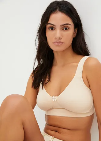 Sutien minimizer invizibil fără armătură, cu bumbac organic (set/2 buc.) • bej nisipiu + gri deschis melanj • magazin bonprix