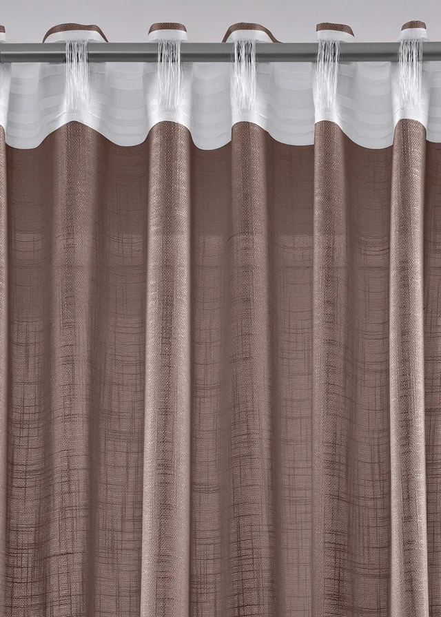 Gordijn met structuur (2 stuks), Kleur: bruin