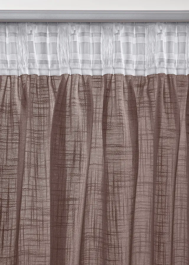Gordijn met structuur (2 stuks), Kleur: bruin