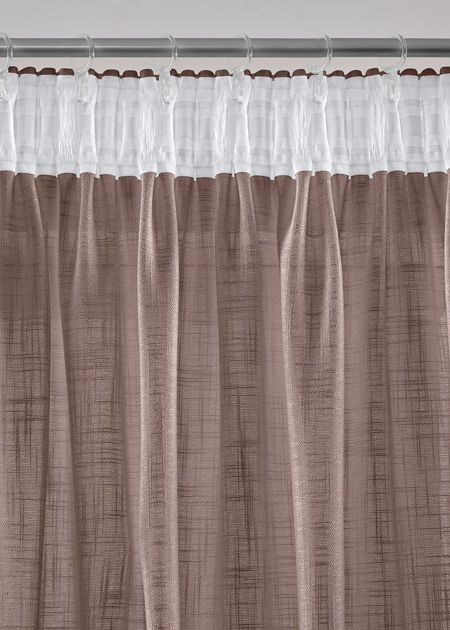 Lot de 2 rideaux texturés, Couleur: marron