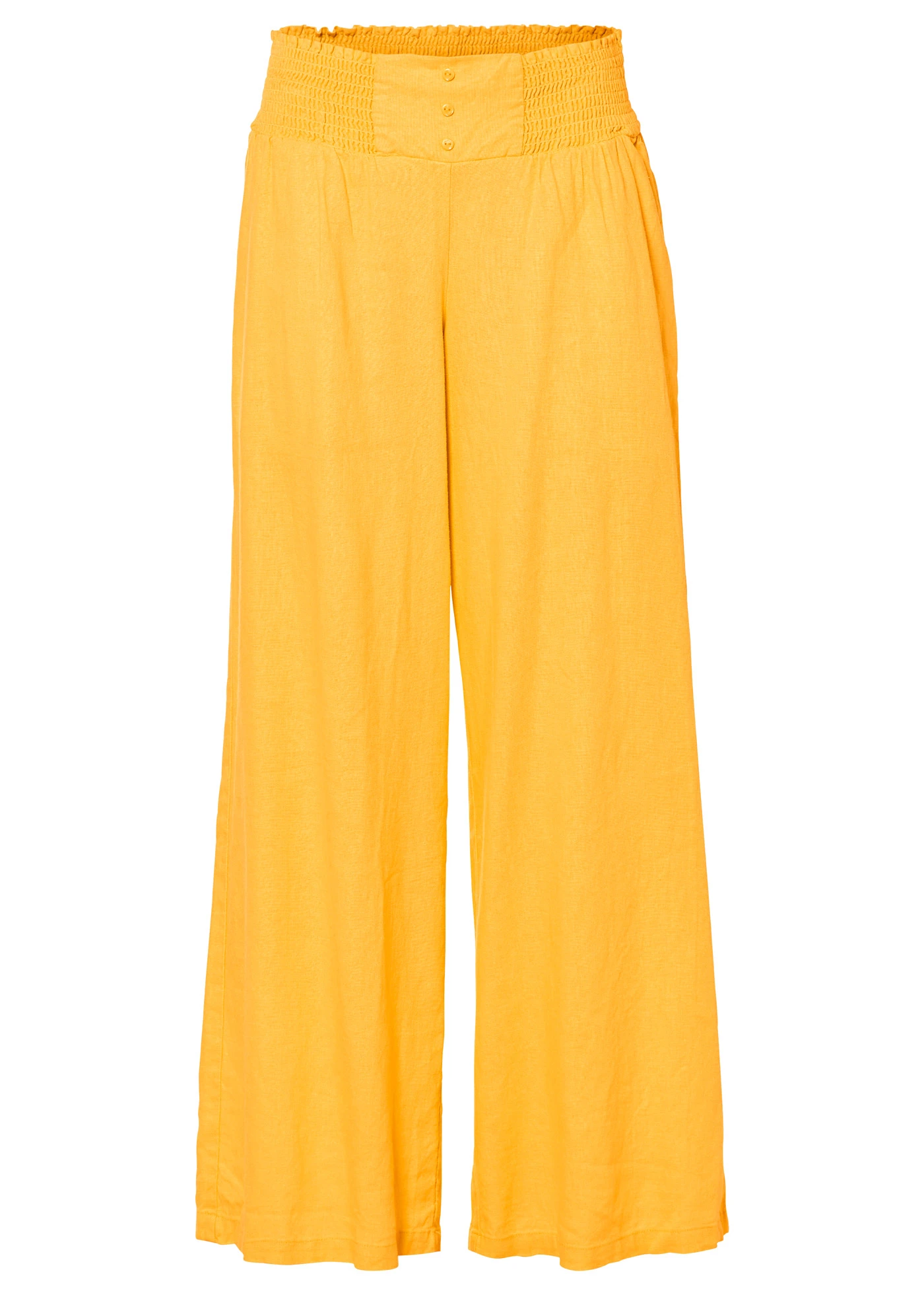 Pantalon large et léger à pinces en lin mélangé • jaune jonquille • Boutique bonprix