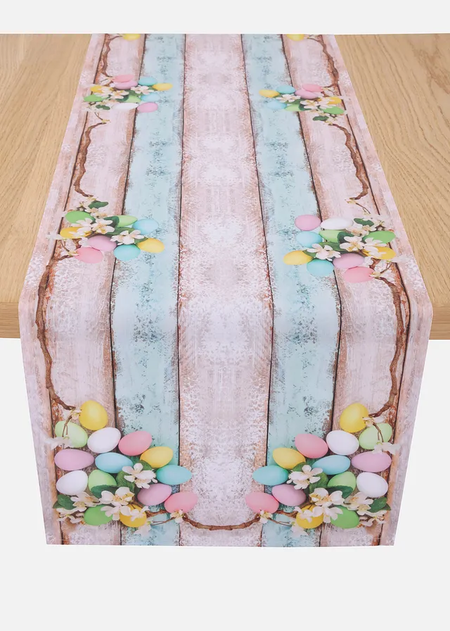 Tafelloper met paasmotieven, Kleur: roze-meerkleurig