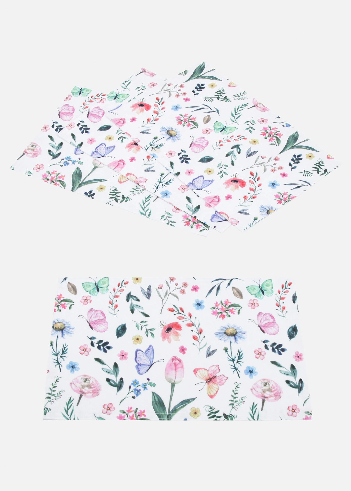 Lot de 4 sets de table avec imprimé fleurs • blanc/multicolore • Boutique bonprix