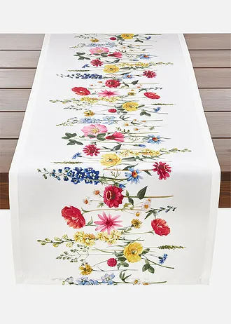 Faţă de masă îngustă, print floral • imprimeu pestriţ/alb • magazin bonprix
